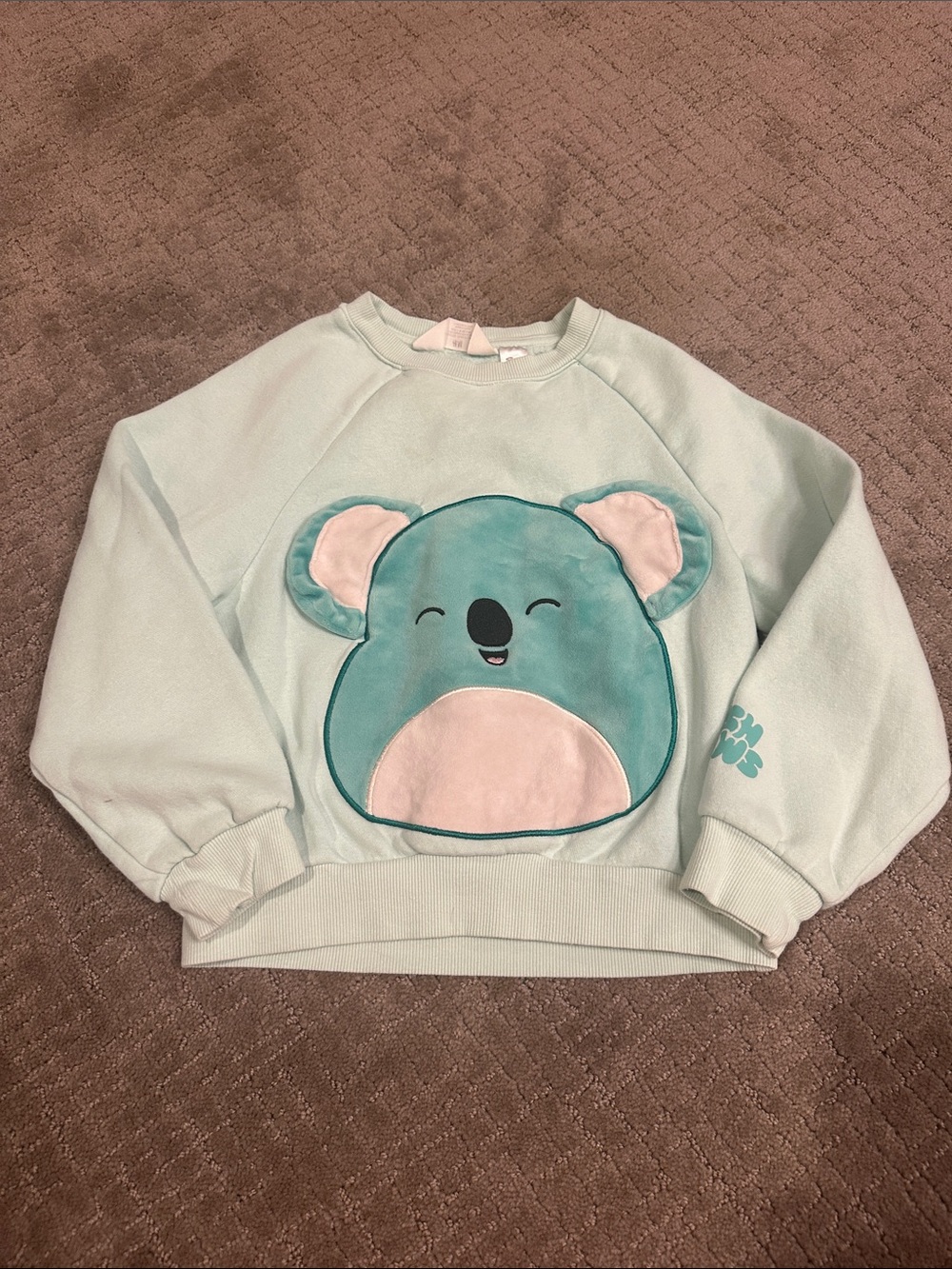 H&M Mint Green Kids Koala Sweatshirt with Plush Appliqué squishmallows